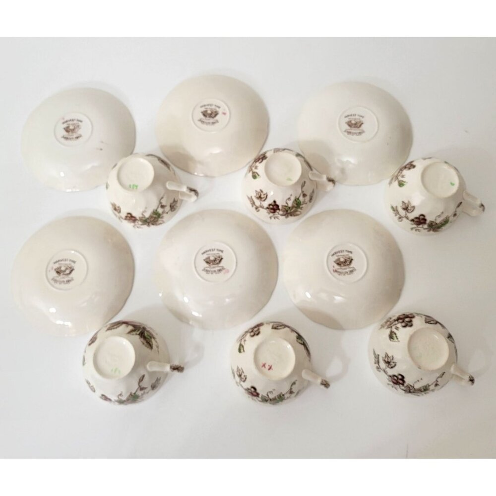 Johnson Bros. Harvest Time Teacups and Saucers Set of Six - Picture 4 of 5